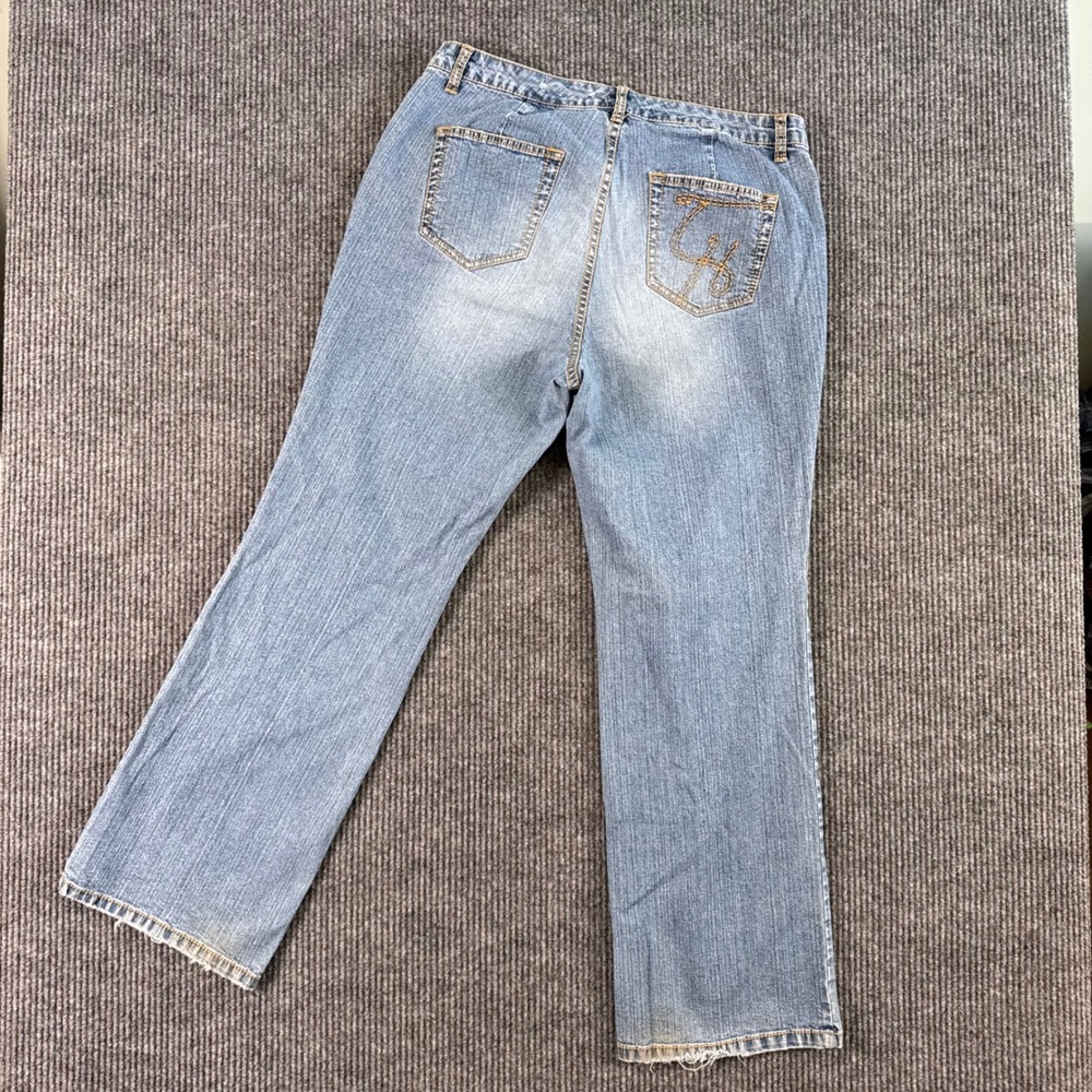 VTG Y2K Tommy Hilfiger Jeans Womens 16 Light Wash Denim Logo Bootcut Retro - Picture 3 of 11